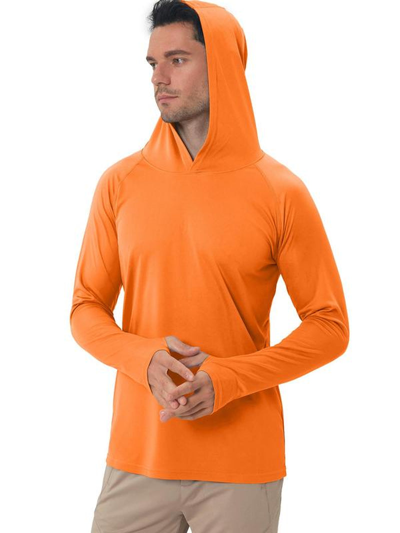 Men's Lightweight Minimalist Hooded Sport Top with Thumb Holes - Breathable Raglan Sleeve for Workout and Running, Ideal for Outdoor Activities