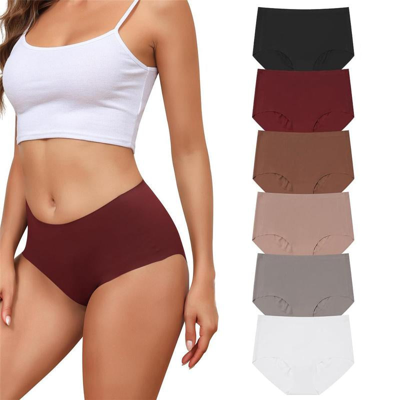 LEVAO Women's Medium Low Waist Invisible Seamless Underwear - 6/12 Pack, Polyester Soft Breathable Briefs, No Show Panties (Sizes S-XXL)