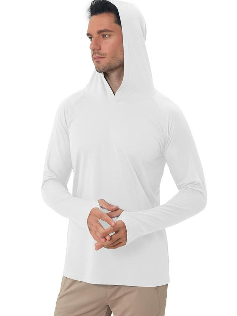 Men's Lightweight Minimalist Hooded Sport Top with Thumb Holes - Breathable Raglan Sleeve for Workout and Running, Ideal for Outdoor Activities