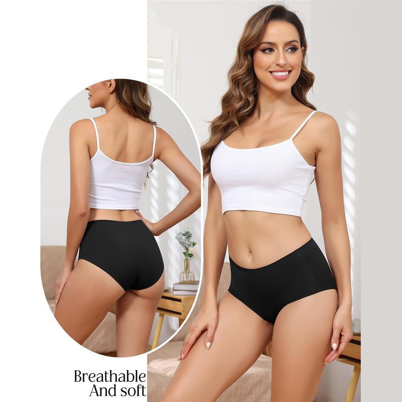 LEVAO Women's Medium Low Waist Invisible Seamless Underwear - 6/12 Pack, Polyester Soft Breathable Briefs, No Show Panties (Sizes S-XXL)