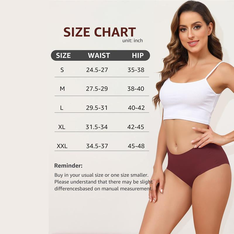 LEVAO Women's Medium Low Waist Invisible Seamless Underwear - 6/12 Pack, Polyester Soft Breathable Briefs, No Show Panties (Sizes S-XXL)