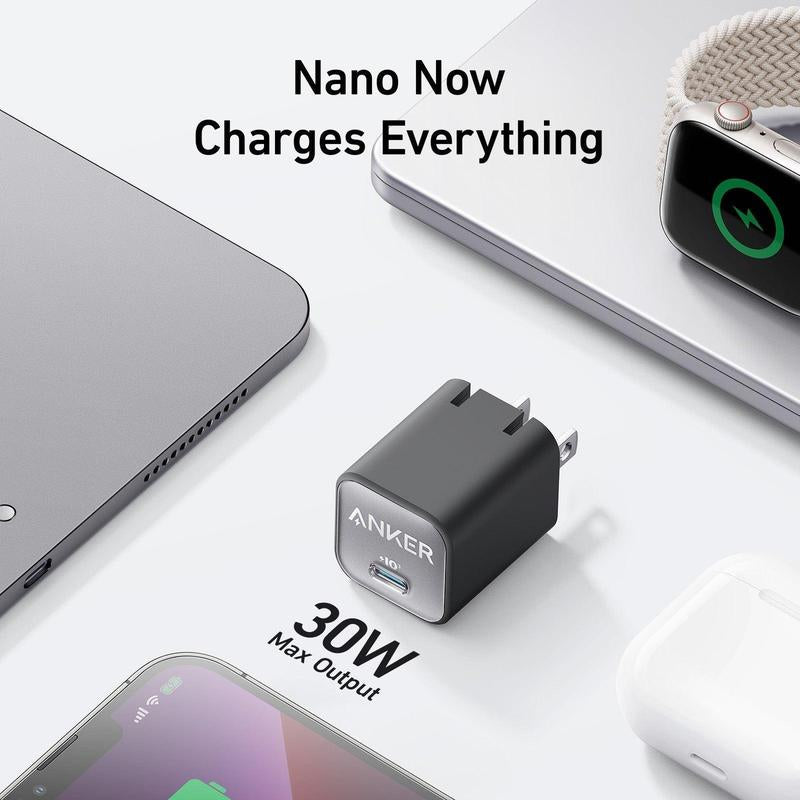 Anker 511 Nano 3 Charger (30W) - MagSafe-Compatible USB-C GaN Technology with PIQ 3.0 for iPhone 16/15 Series, Galaxy, iPad, and More