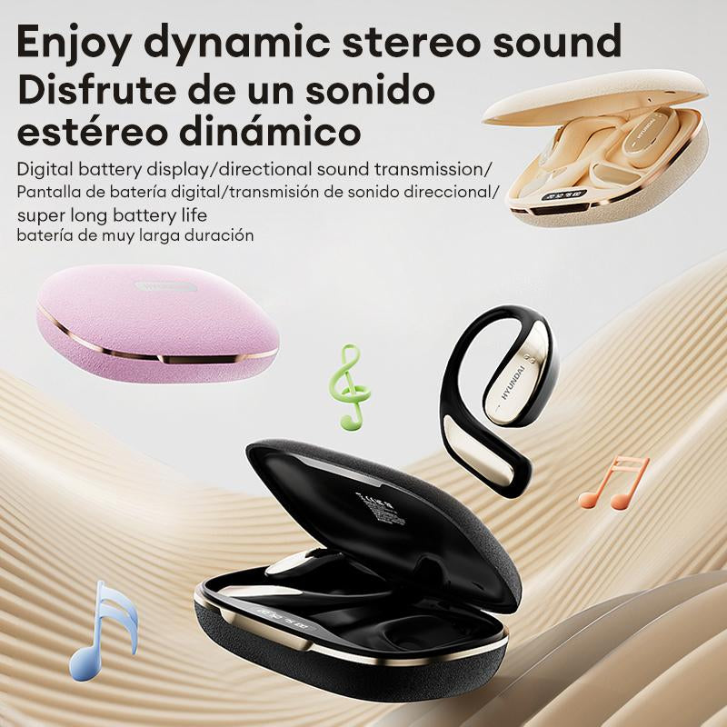 HYUNDAI Vogbuds 5 Pro OWS Smart Voice Assistant Earbuds with Dynamic Stereo Sound and ENC Noise-Canceling Microphone, Featuring Digital Battery Display