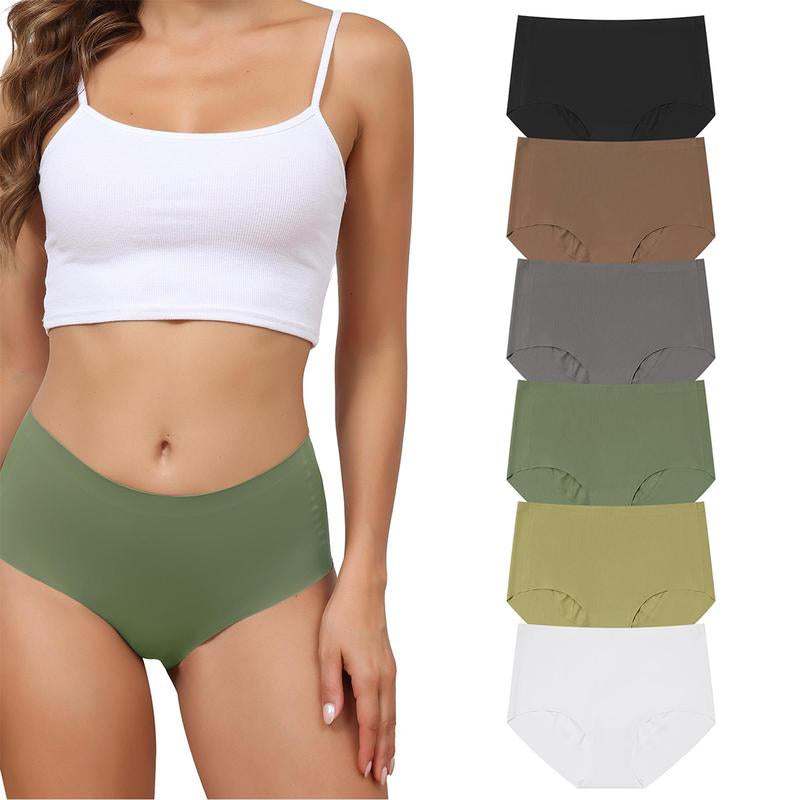 LEVAO Women's Medium Low Waist Invisible Seamless Underwear - 6/12 Pack, Polyester Soft Breathable Briefs, No Show Panties (Sizes S-XXL)