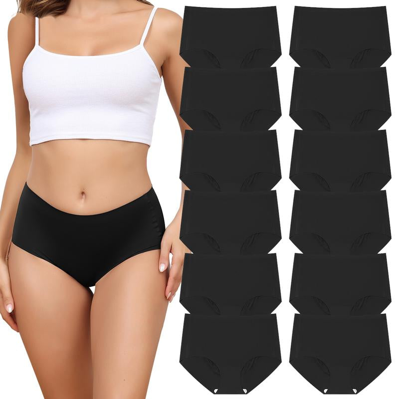 LEVAO Women's Medium Low Waist Invisible Seamless Underwear - 6/12 Pack, Polyester Soft Breathable Briefs, No Show Panties (Sizes S-XXL)