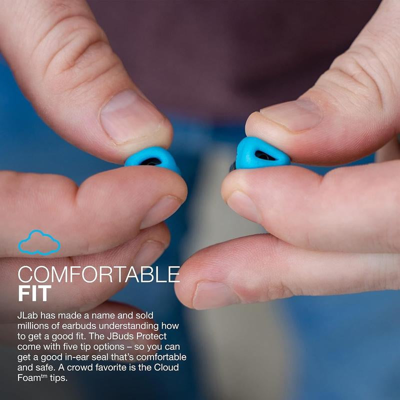 JLab JBuds Reusable Earplugs for Hearing Protection with Compact Case – Essential for Concerts, Festivals, Sporting Events, and Noisy Environments
