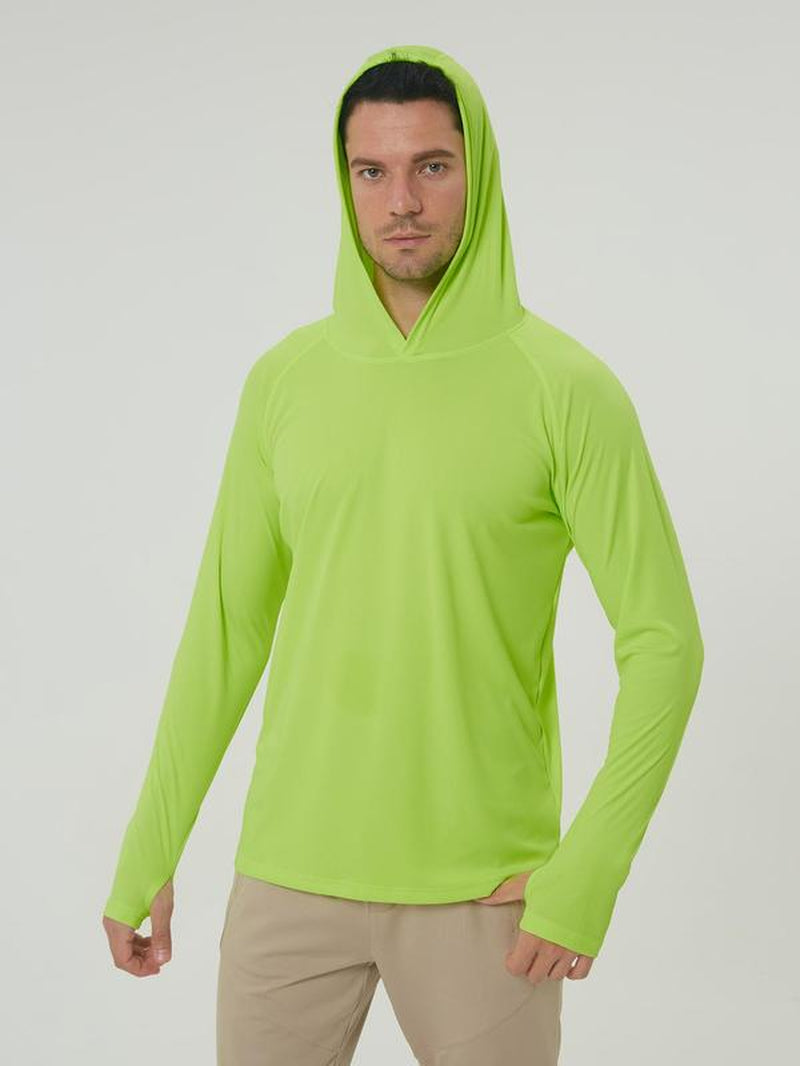 Men's Lightweight Minimalist Hooded Sport Top with Thumb Holes - Breathable Raglan Sleeve for Workout and Running, Ideal for Outdoor Activities
