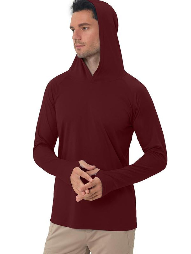 Men's Lightweight Minimalist Hooded Sport Top with Thumb Holes - Breathable Raglan Sleeve for Workout and Running, Ideal for Outdoor Activities