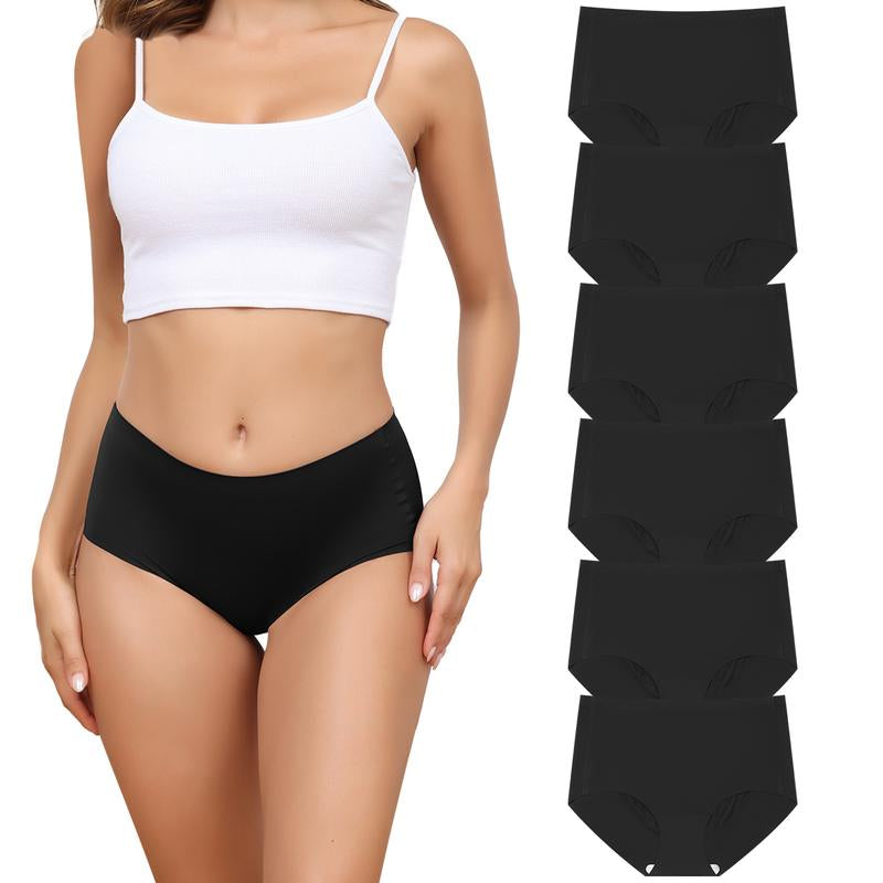 LEVAO Women's Medium Low Waist Invisible Seamless Underwear - 6/12 Pack, Polyester Soft Breathable Briefs, No Show Panties (Sizes S-XXL)