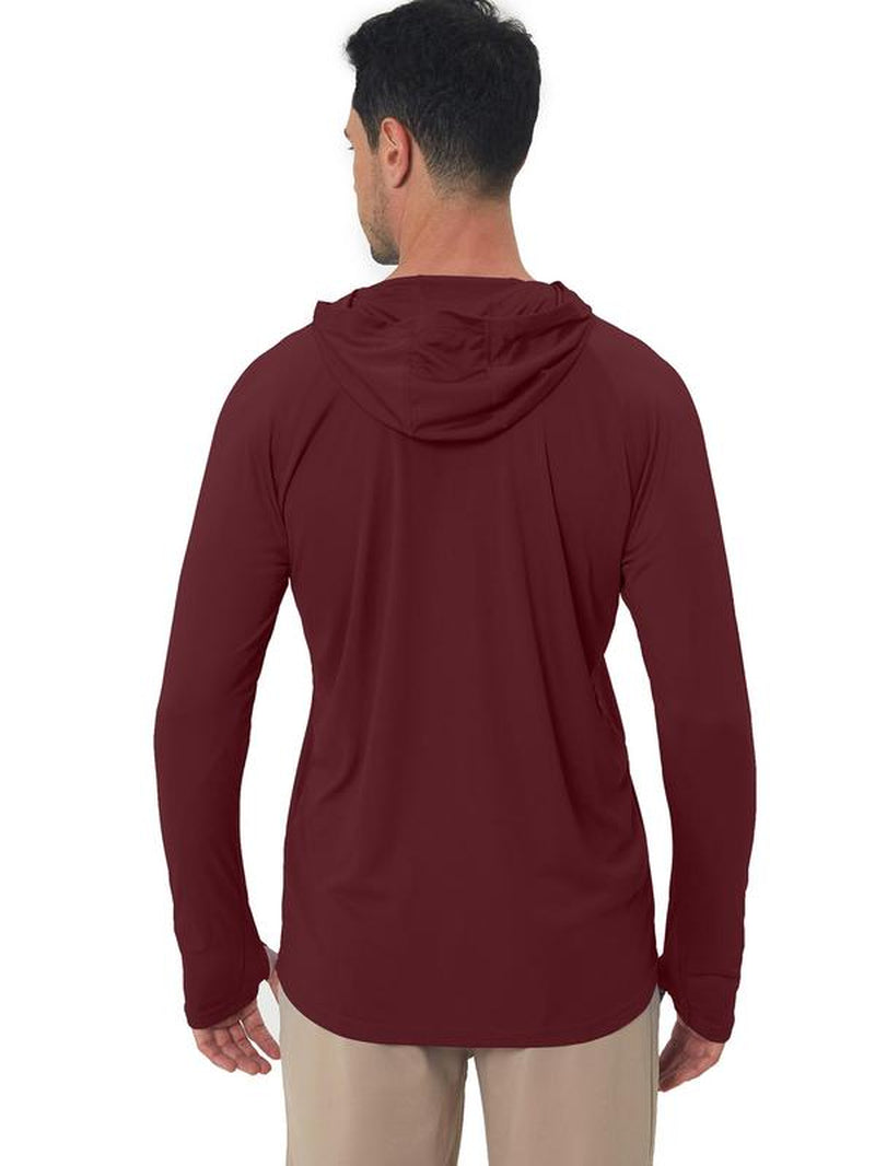 Men's Lightweight Minimalist Hooded Sport Top with Thumb Holes - Breathable Raglan Sleeve for Workout and Running, Ideal for Outdoor Activities