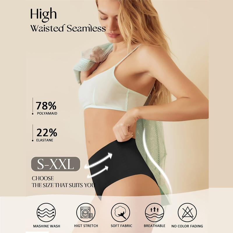 LEVAO Women's Medium Low Waist Invisible Seamless Underwear - 6/12 Pack, Polyester Soft Breathable Briefs, No Show Panties (Sizes S-XXL)