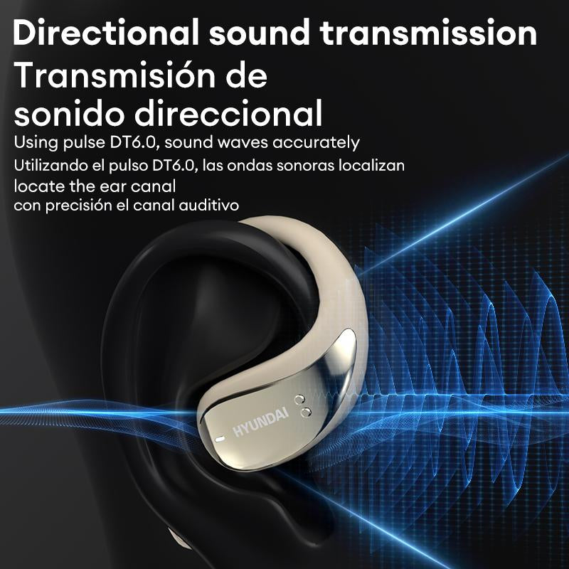 HYUNDAI Vogbuds 5 Pro OWS Smart Voice Assistant Earbuds with Dynamic Stereo Sound and ENC Noise-Canceling Microphone, Featuring Digital Battery Display