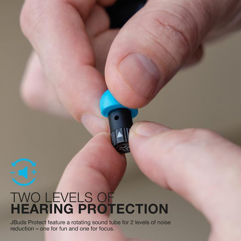 JLab JBuds Reusable Earplugs for Hearing Protection with Compact Case – Essential for Concerts, Festivals, Sporting Events, and Noisy Environments