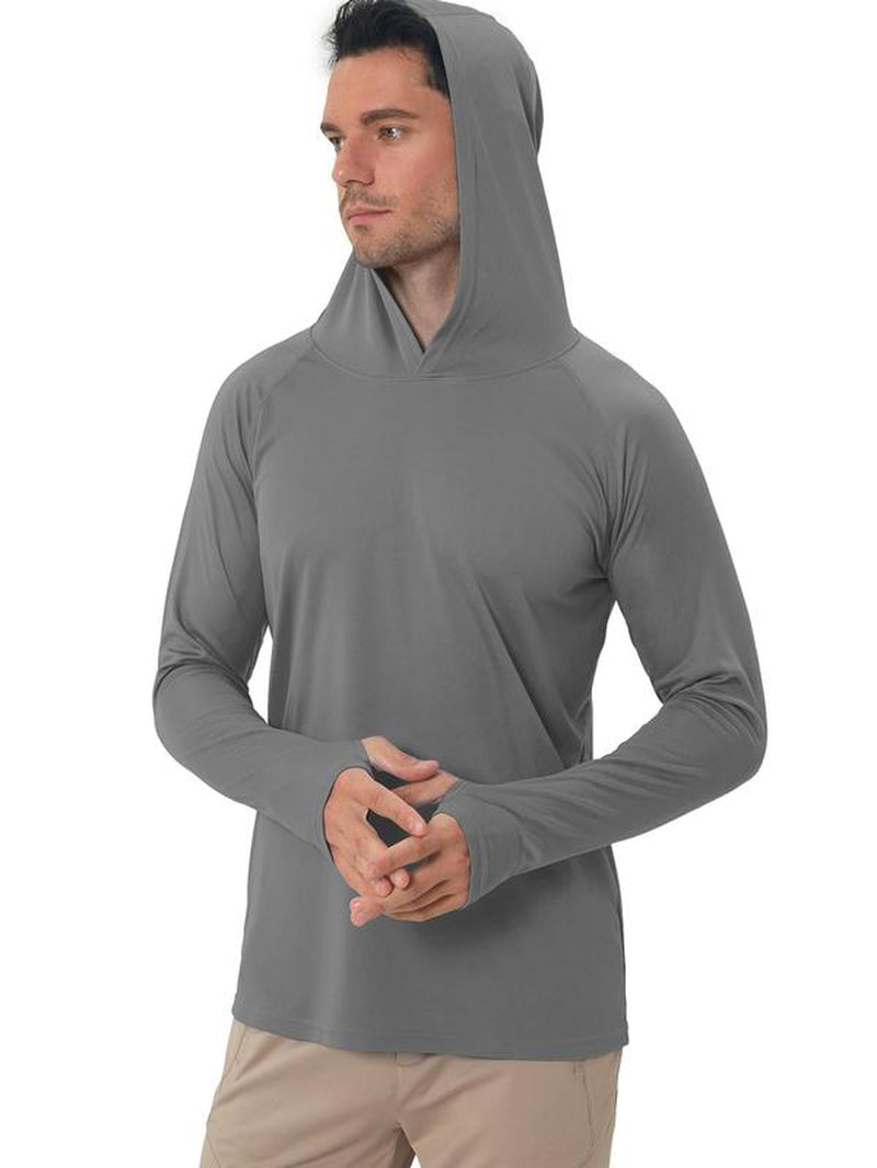 Men's Lightweight Minimalist Hooded Sport Top with Thumb Holes - Breathable Raglan Sleeve for Workout and Running, Ideal for Outdoor Activities