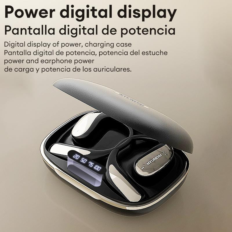 HYUNDAI Vogbuds 5 Pro OWS Smart Voice Assistant Earbuds with Dynamic Stereo Sound and ENC Noise-Canceling Microphone, Featuring Digital Battery Display