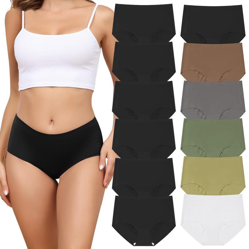 LEVAO Women's Medium Low Waist Invisible Seamless Underwear - 6/12 Pack, Polyester Soft Breathable Briefs, No Show Panties (Sizes S-XXL)