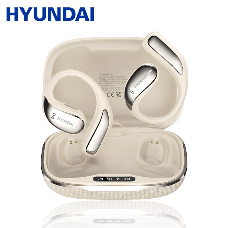 HYUNDAI Vogbuds 5 Pro OWS Smart Voice Assistant Earbuds with Dynamic Stereo Sound and ENC Noise-Canceling Microphone, Featuring Digital Battery Display