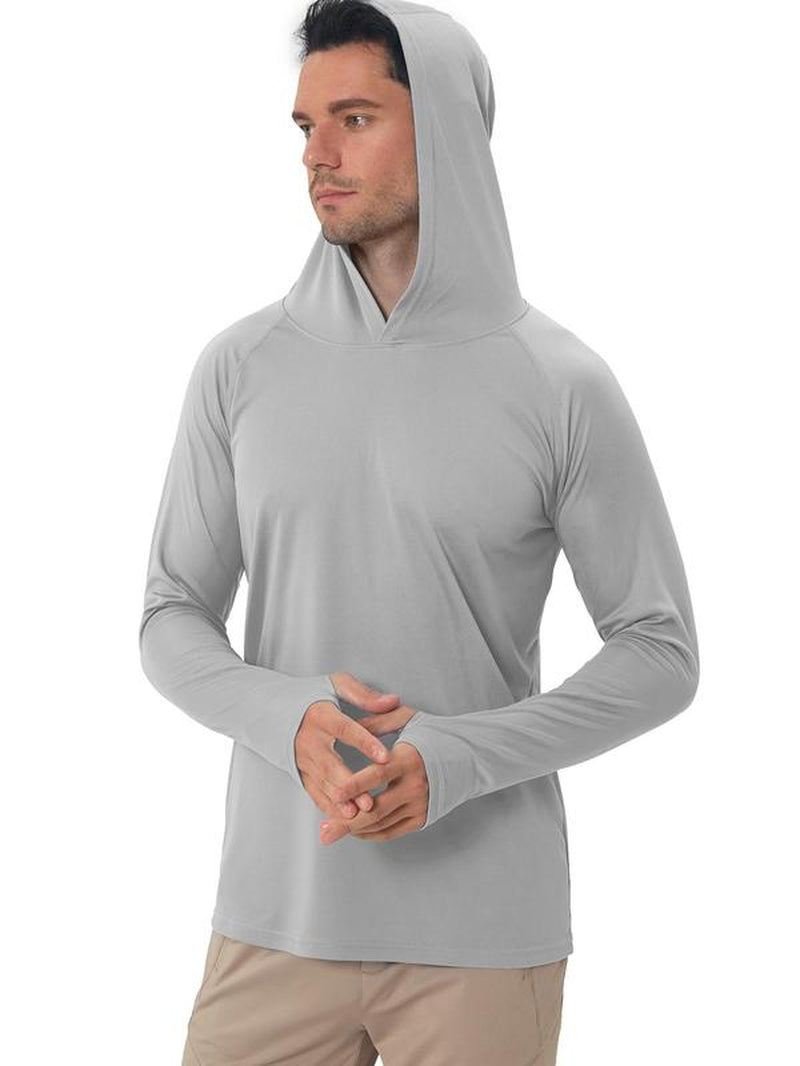 Men's Lightweight Minimalist Hooded Sport Top with Thumb Holes - Breathable Raglan Sleeve for Workout and Running, Ideal for Outdoor Activities