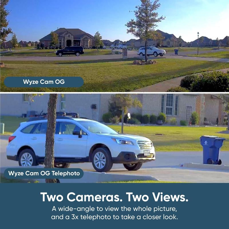 Wyze Cam OG Telephoto - Long-Distance Wired Home Security Camera for Indoor/Outdoor Use with Color Night Vision and 3x Optical Zoom