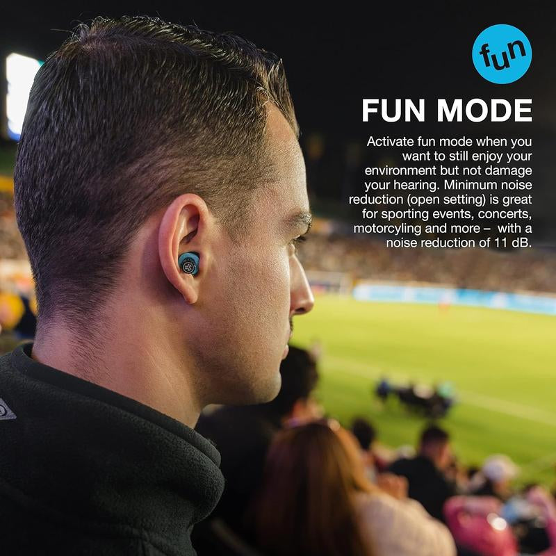 JLab JBuds Reusable Earplugs for Hearing Protection with Compact Case – Essential for Concerts, Festivals, Sporting Events, and Noisy Environments