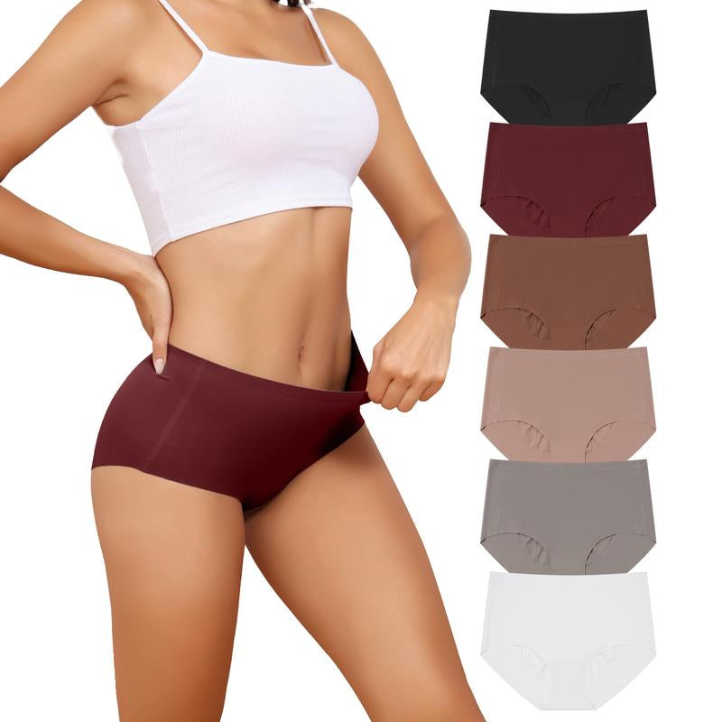 LEVAO Women's Medium Low Waist Invisible Seamless Underwear - 6/12 Pack, Polyester Soft Breathable Briefs, No Show Panties (Sizes S-XXL)