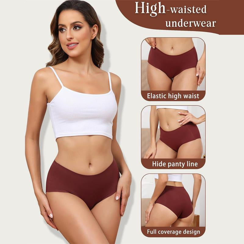 LEVAO Women's Medium Low Waist Invisible Seamless Underwear - 6/12 Pack, Polyester Soft Breathable Briefs, No Show Panties (Sizes S-XXL)